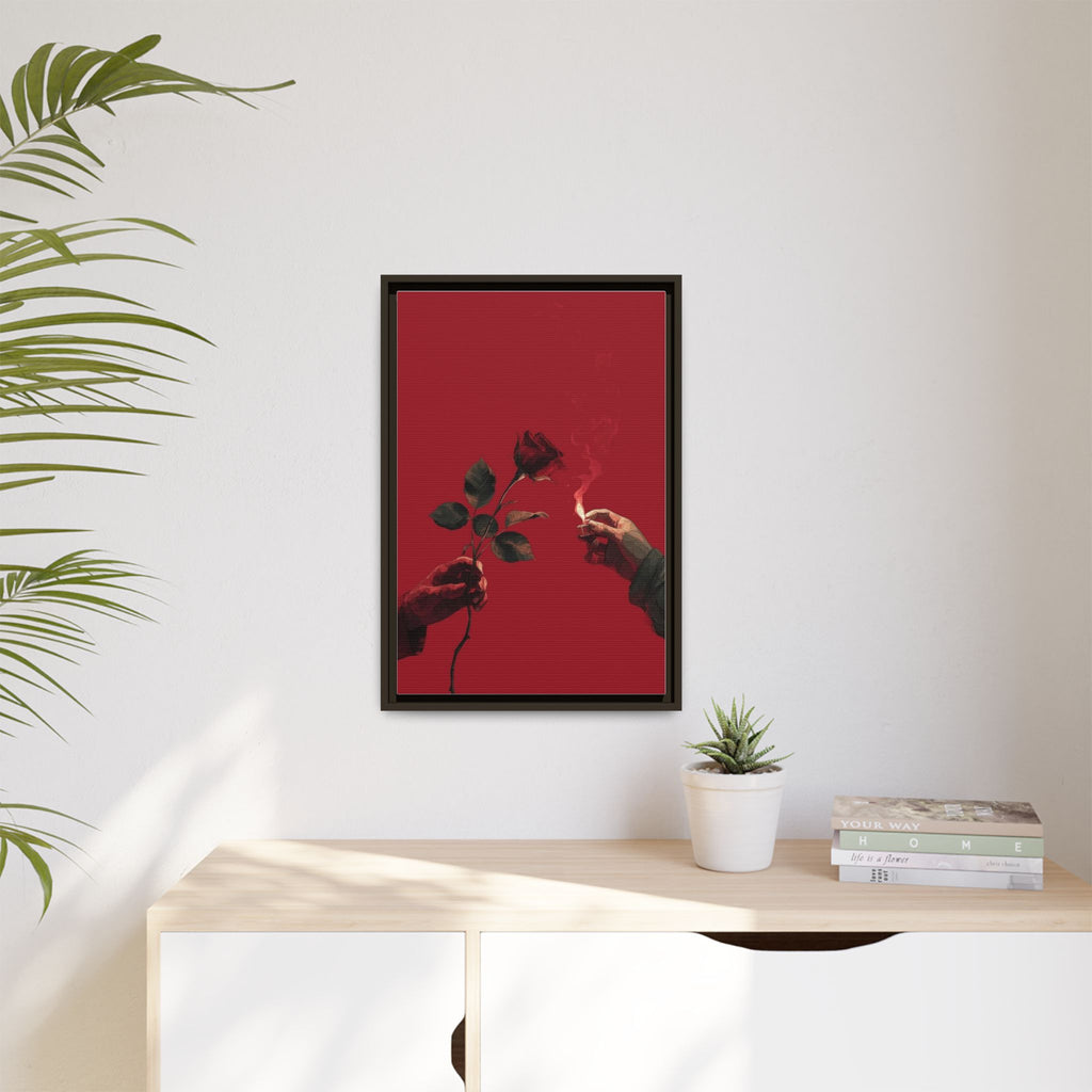 Red Rose & Lighter Minimalist Wall Print