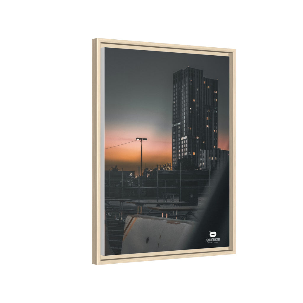 Framed Matte Canvas Print — Urban Sunset High-Rise Photography