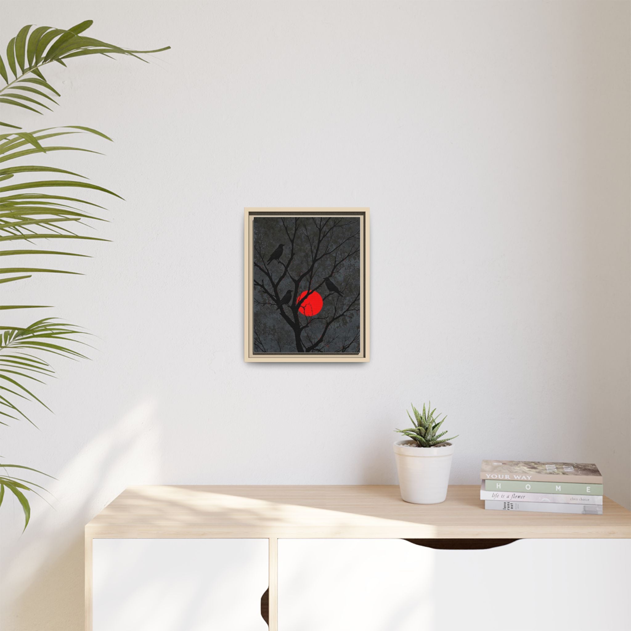 Red Moon Crows Silhouette