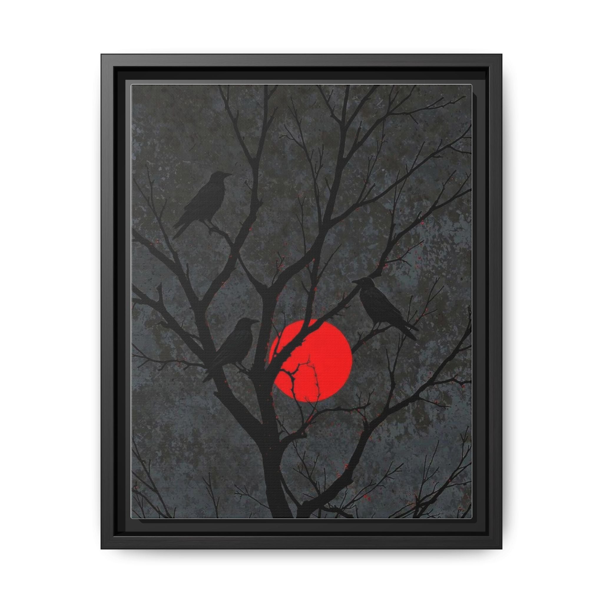 Red Moon Crows Silhouette