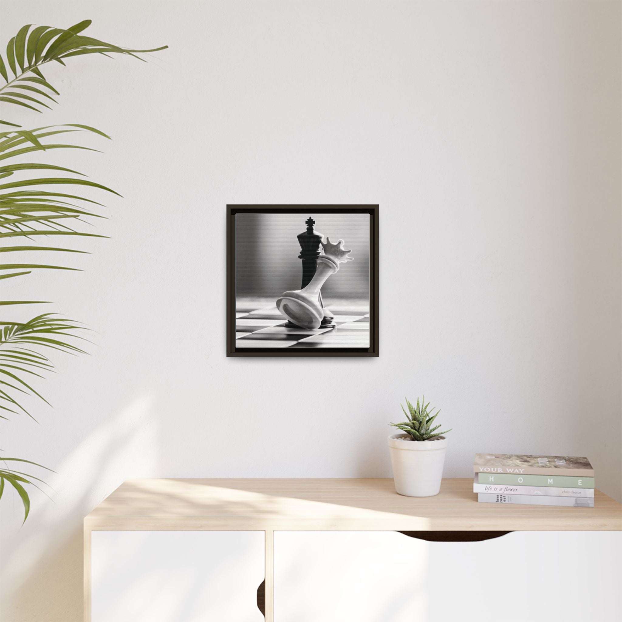 Chess King and Fallen Queen Matte Canvas Framed Wall Art