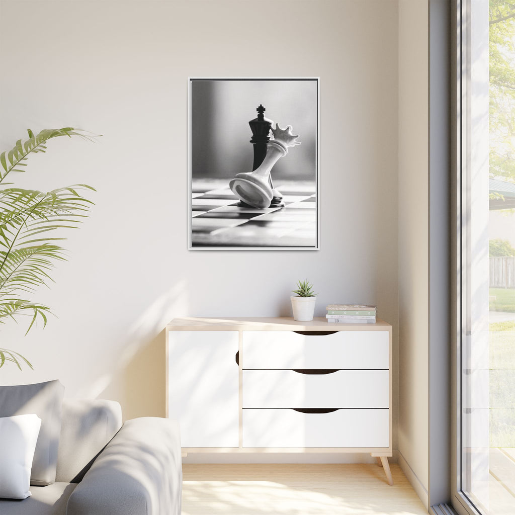 Chess King and Fallen Queen Matte Canvas Framed Wall Art