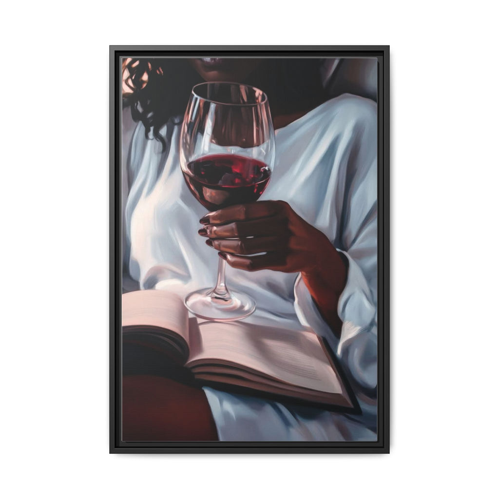 Woman Reading with Wine Glass (Cozy Evening Wall Decor)
