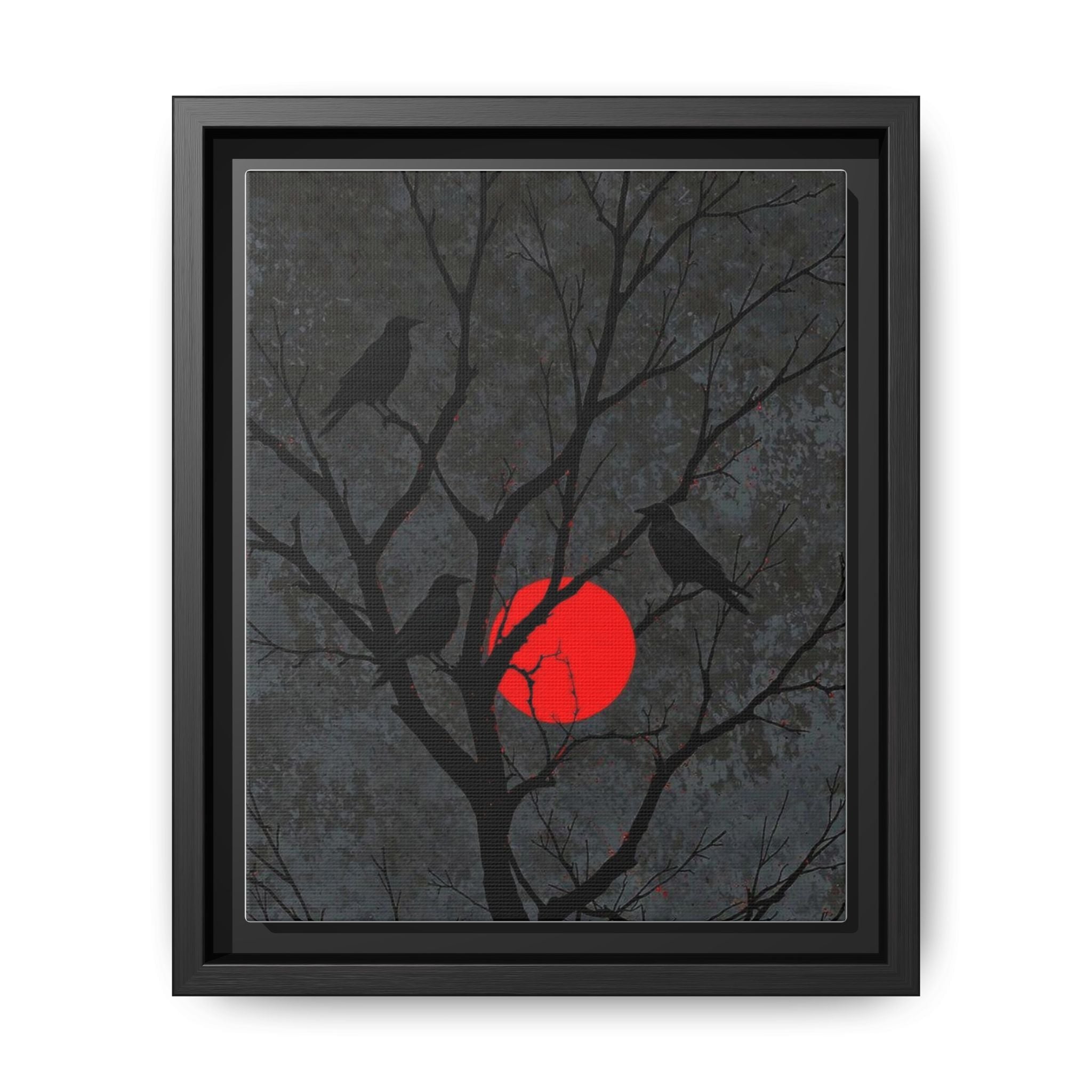 Red Moon Crows Silhouette