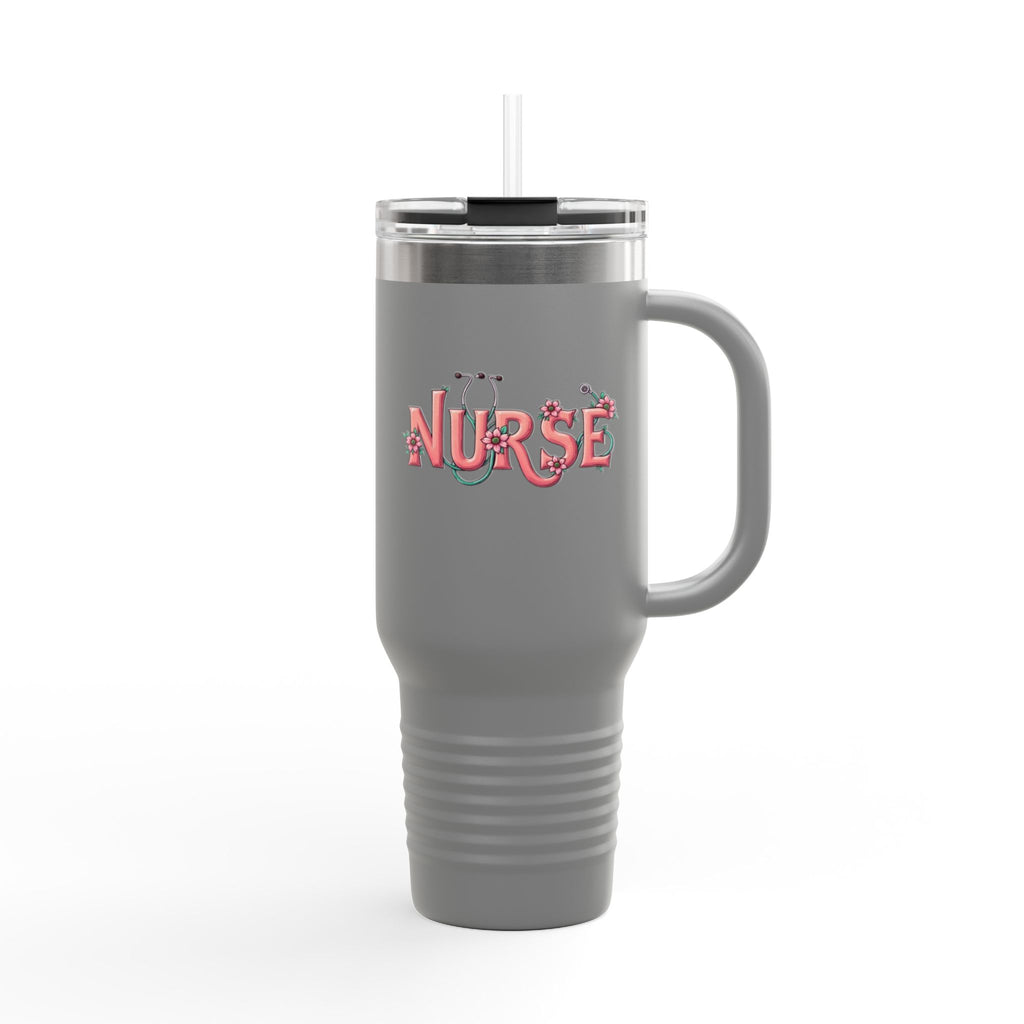 Nurse 40oz Insulated Travel Mug — Floral Stethoscope