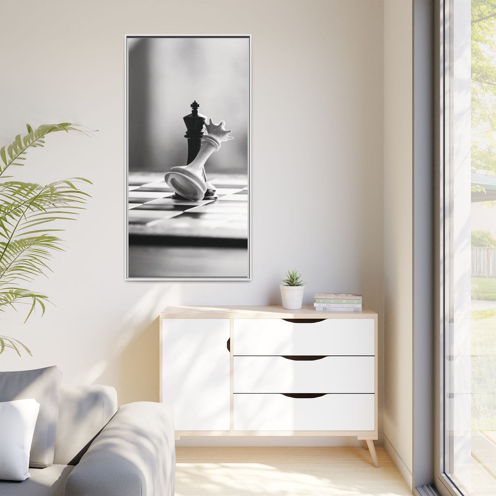 Chess King and Fallen Queen Matte Canvas Framed Wall Art