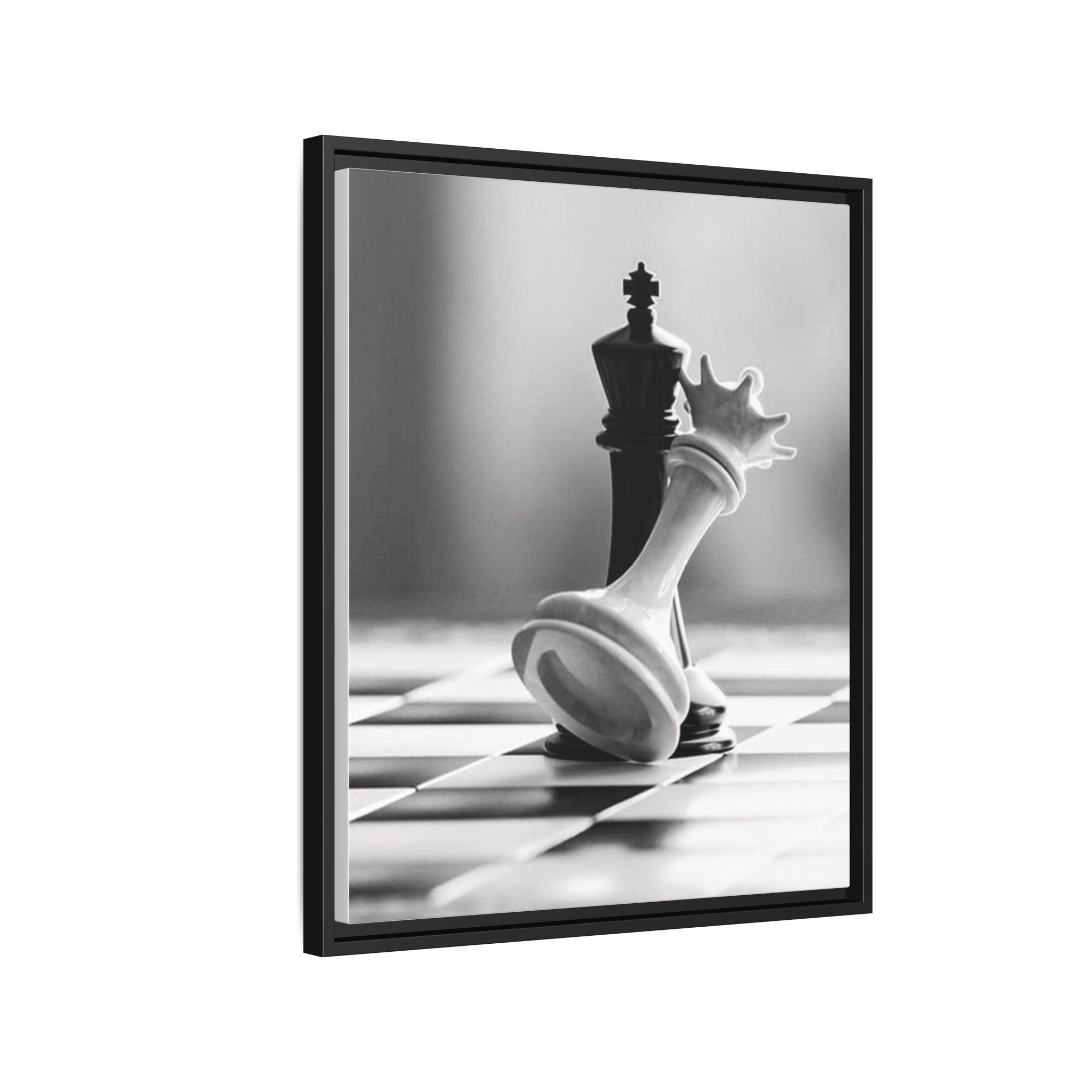 Chess King and Fallen Queen Matte Canvas Framed Wall Art