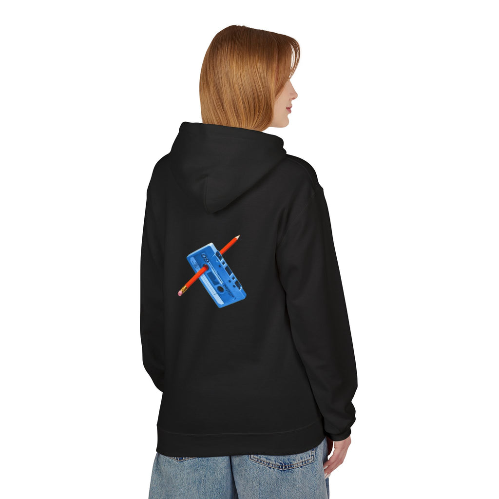 Retro Cassette Hoodie — Blue Tape & Pencil Vintage Music Crewneck