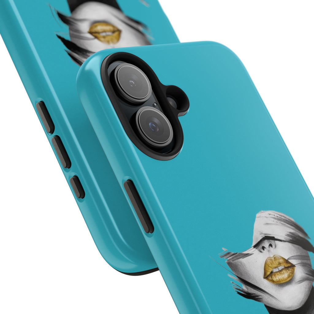 Teal 'Golden Lips' Tough Phone Case