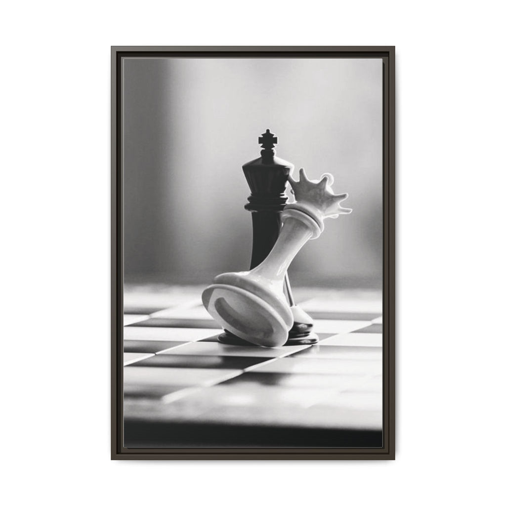 Chess King and Fallen Queen Matte Canvas Framed Wall Art