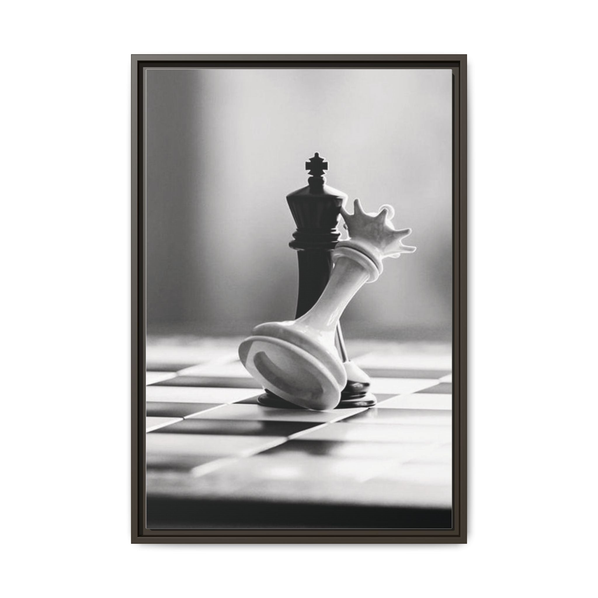 Chess King and Fallen Queen Matte Canvas Framed Wall Art