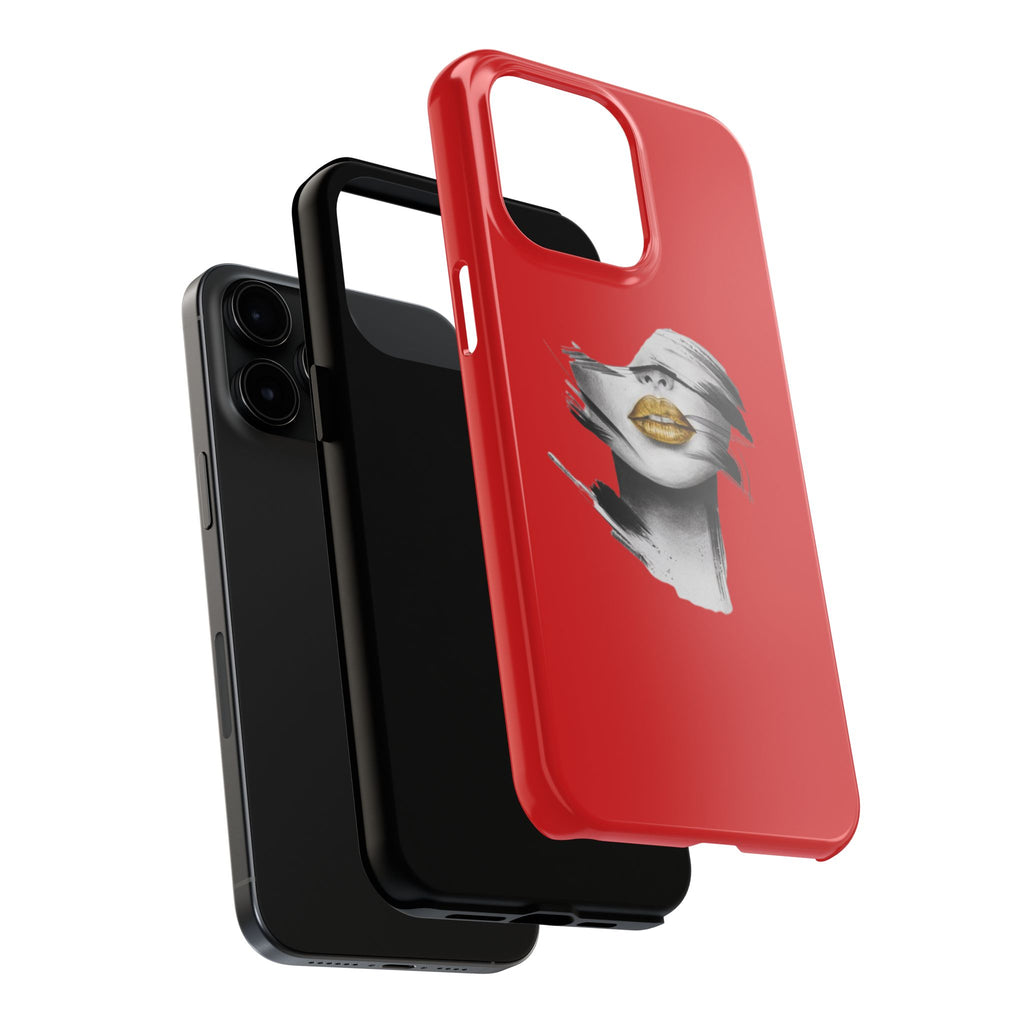 Red Abstract Lips Tough Phone Case — Bold Art Phone Cover for iPhone & Android
