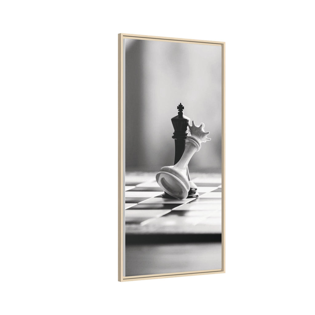 Chess King and Fallen Queen Matte Canvas Framed Wall Art