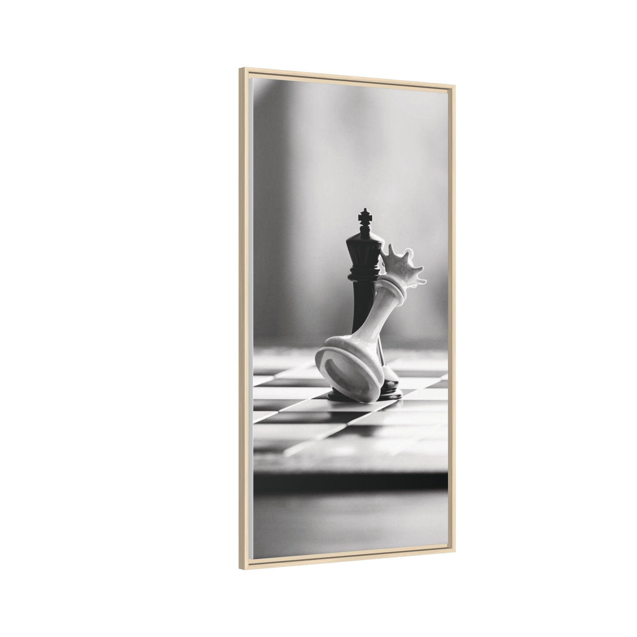Chess King and Fallen Queen Matte Canvas Framed Wall Art