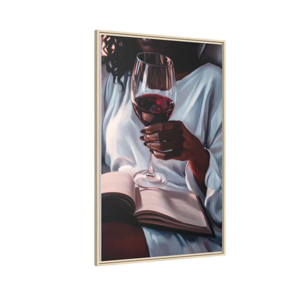 Woman Reading with Wine Glass (Cozy Evening Wall Decor)