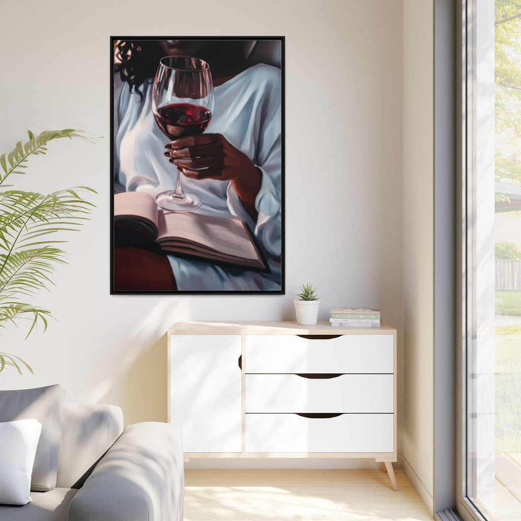 Woman Reading with Wine Glass (Cozy Evening Wall Decor)