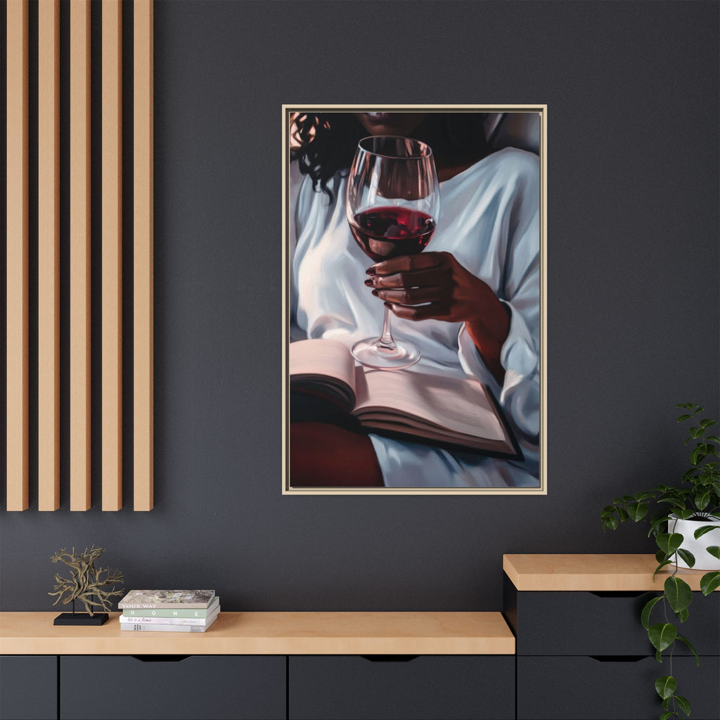 Woman Reading with Wine Glass (Cozy Evening Wall Decor)