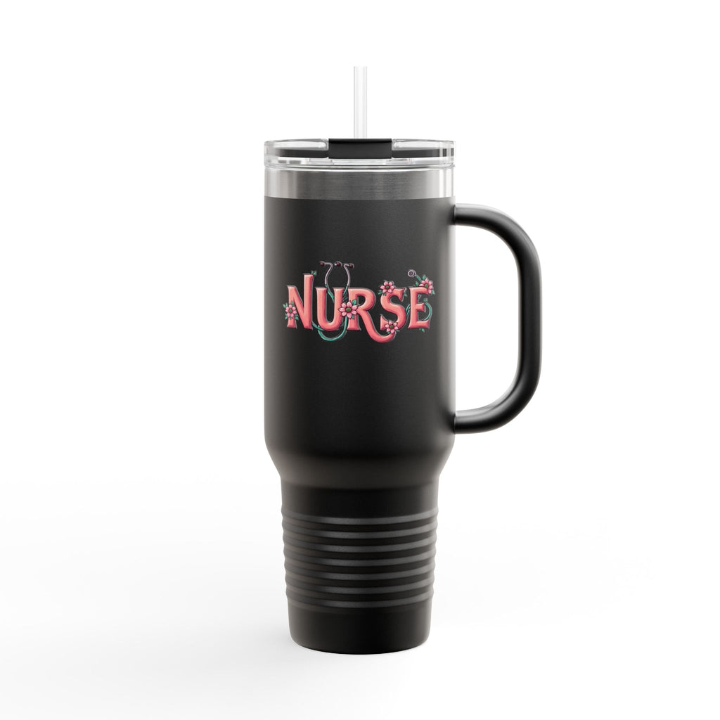Nurse 40oz Insulated Travel Mug — Floral Stethoscope