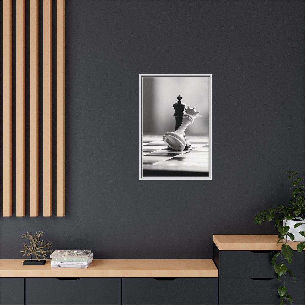 Chess King and Fallen Queen Matte Canvas Framed Wall Art