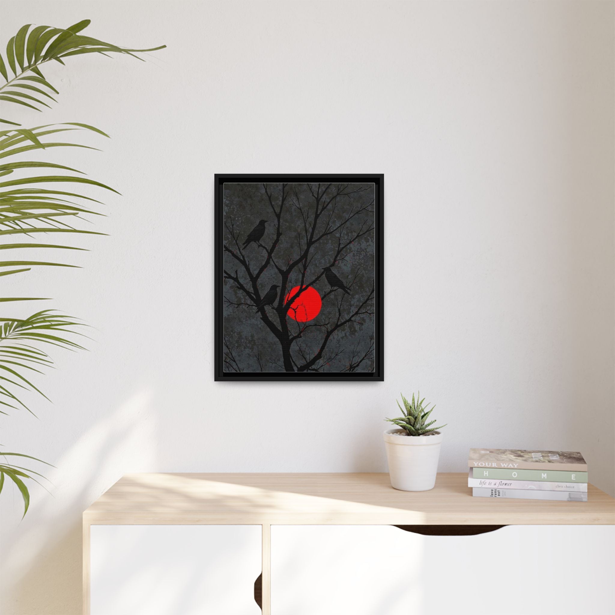 Red Moon Crows Silhouette