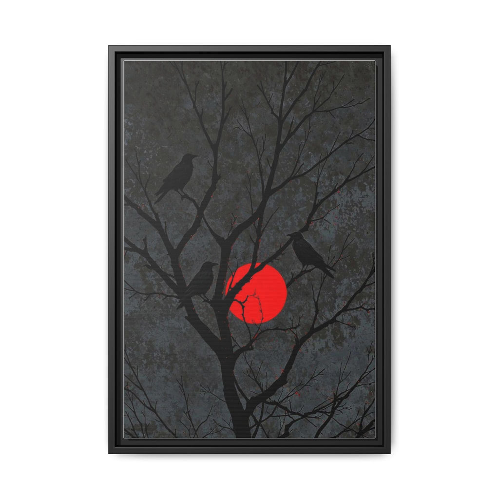 Red Moon Crows Silhouette