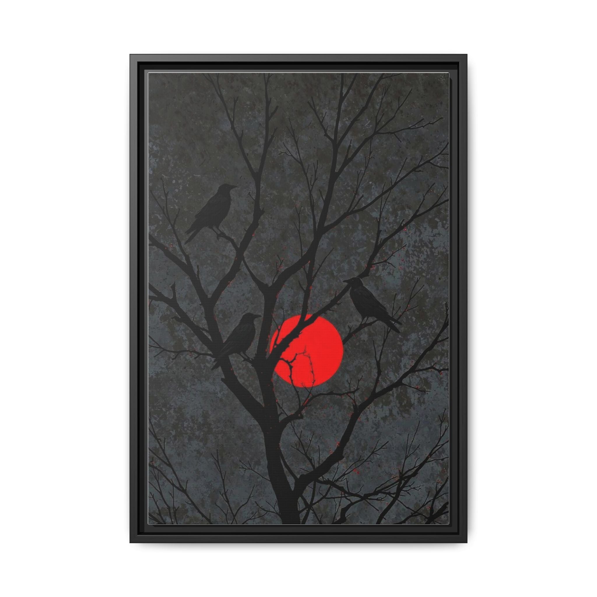 Red Moon Crows Silhouette