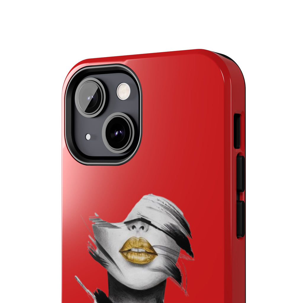 Red Abstract Lips Tough Phone Case — Bold Art Phone Cover for iPhone & Android