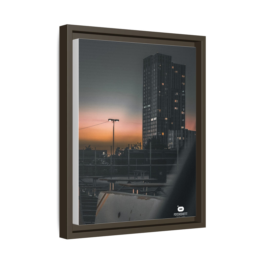 Framed Matte Canvas Print — Urban Sunset High-Rise Photography