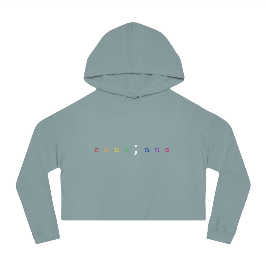 Cropped Hoodie "continue" Rainbow Minimalist