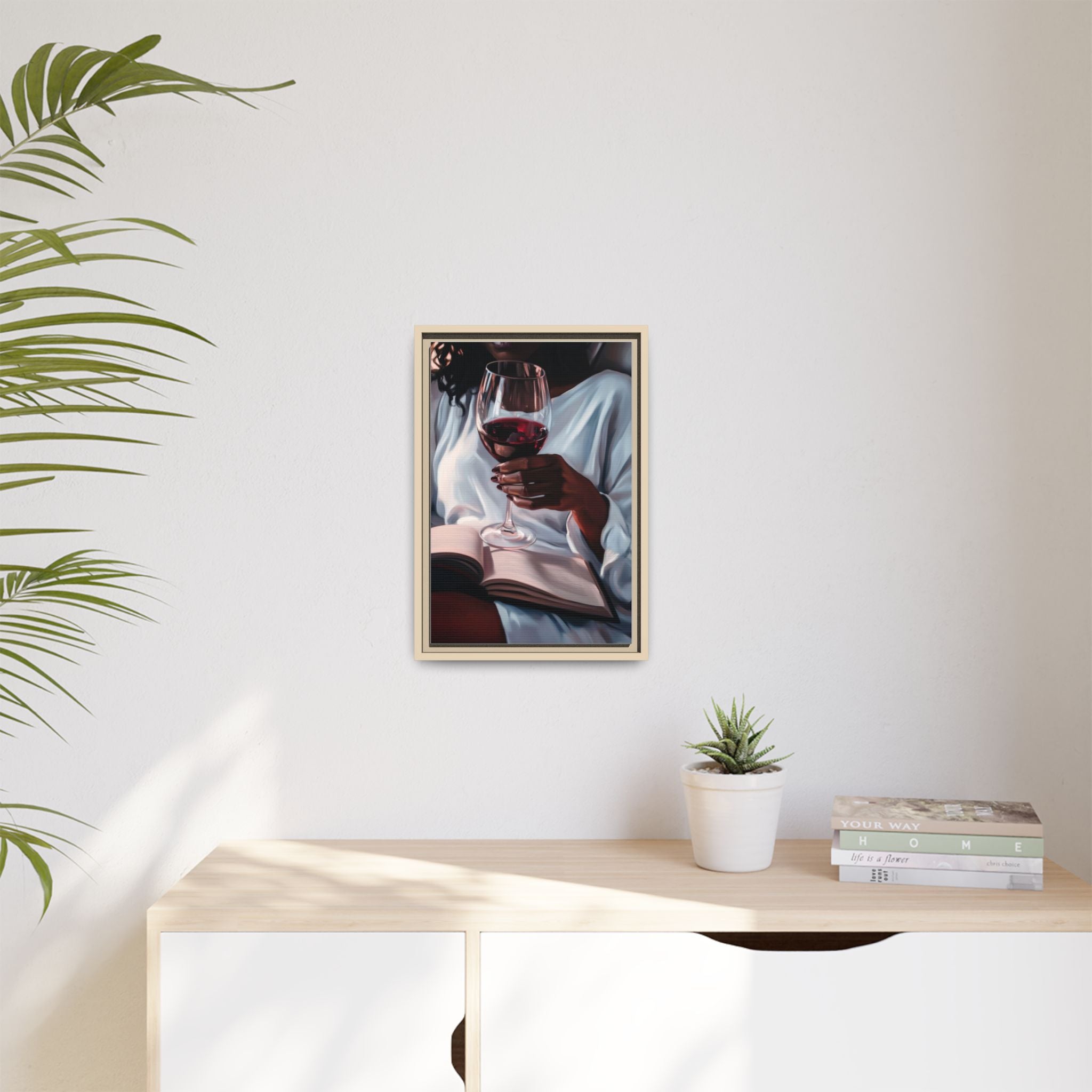 Woman Reading with Wine Glass (Cozy Evening Wall Decor)