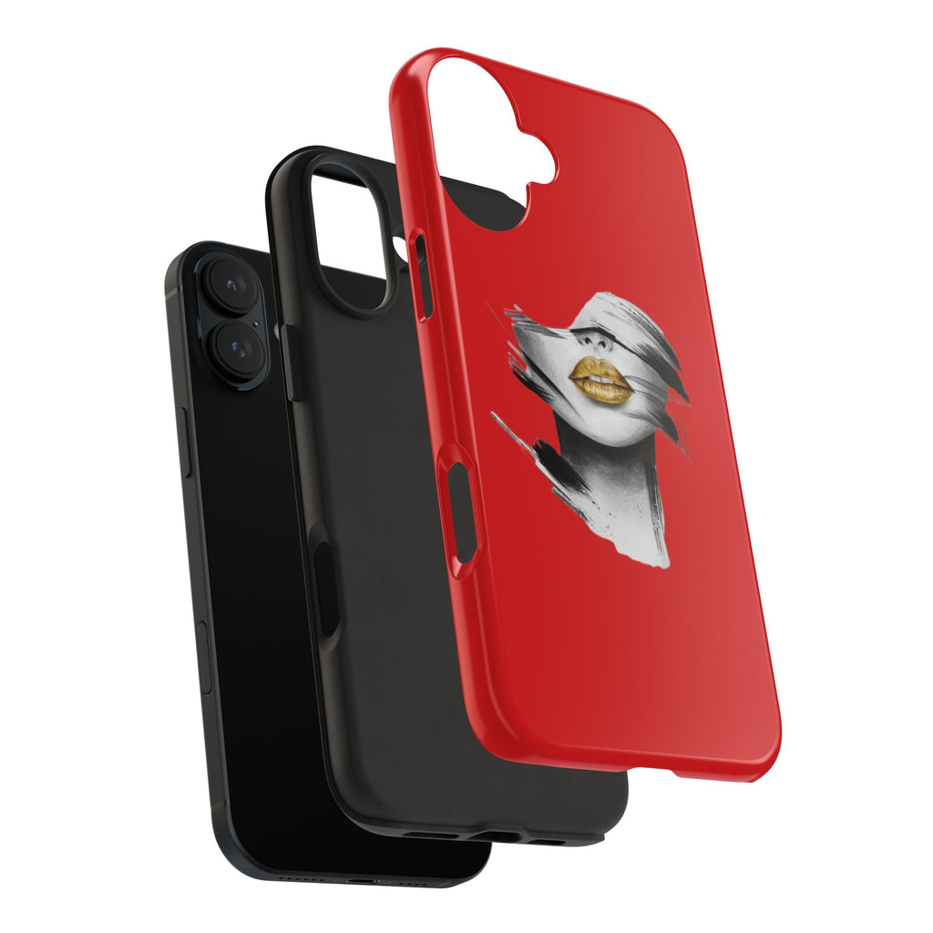 Red Abstract Lips Tough Phone Case — Bold Art Phone Cover for iPhone & Android
