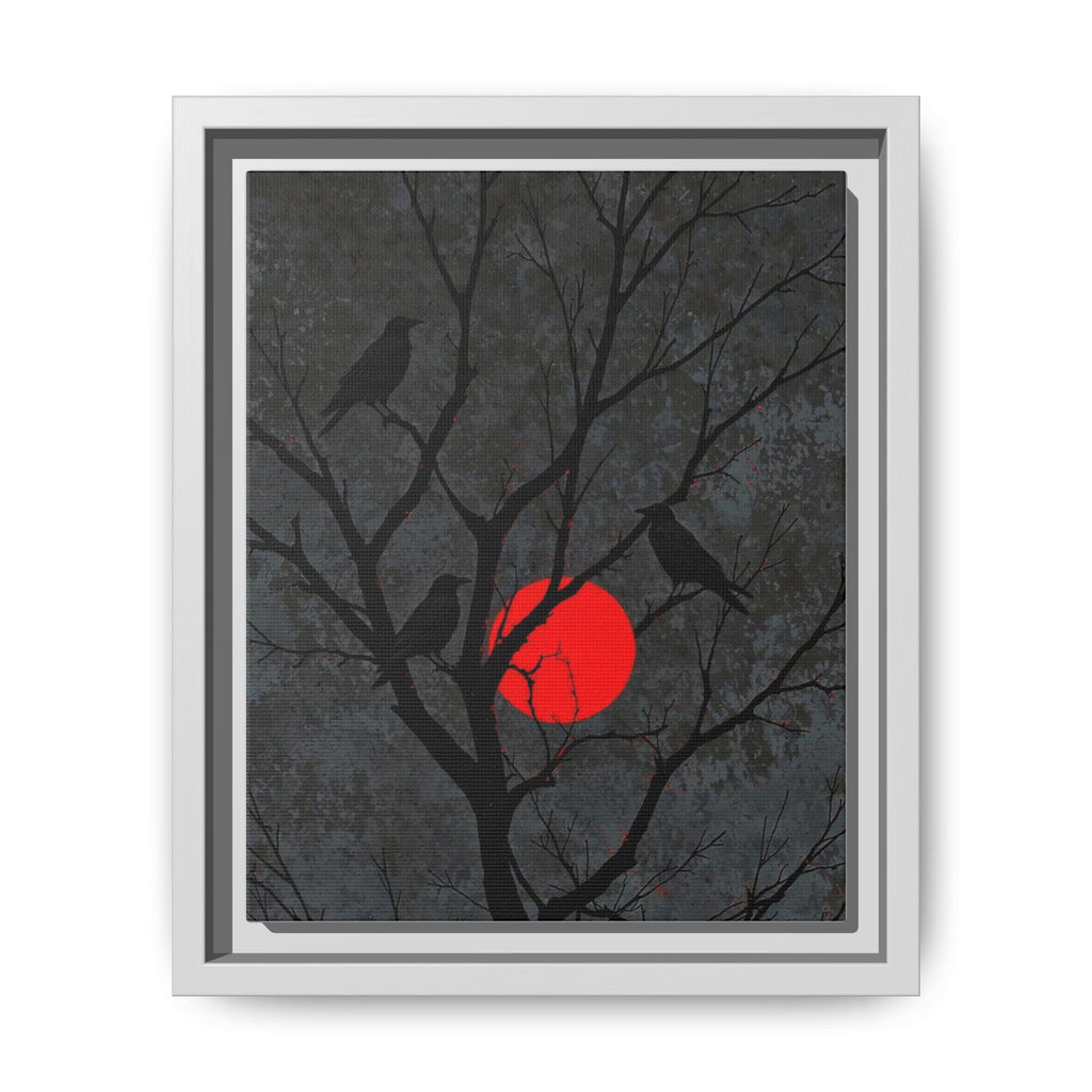 Red Moon Crows Silhouette