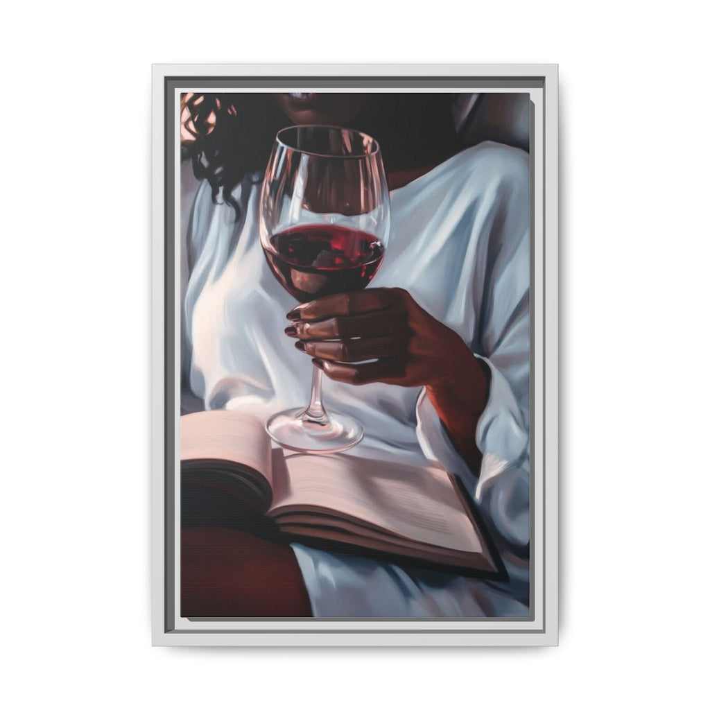 Woman Reading with Wine Glass (Cozy Evening Wall Decor)