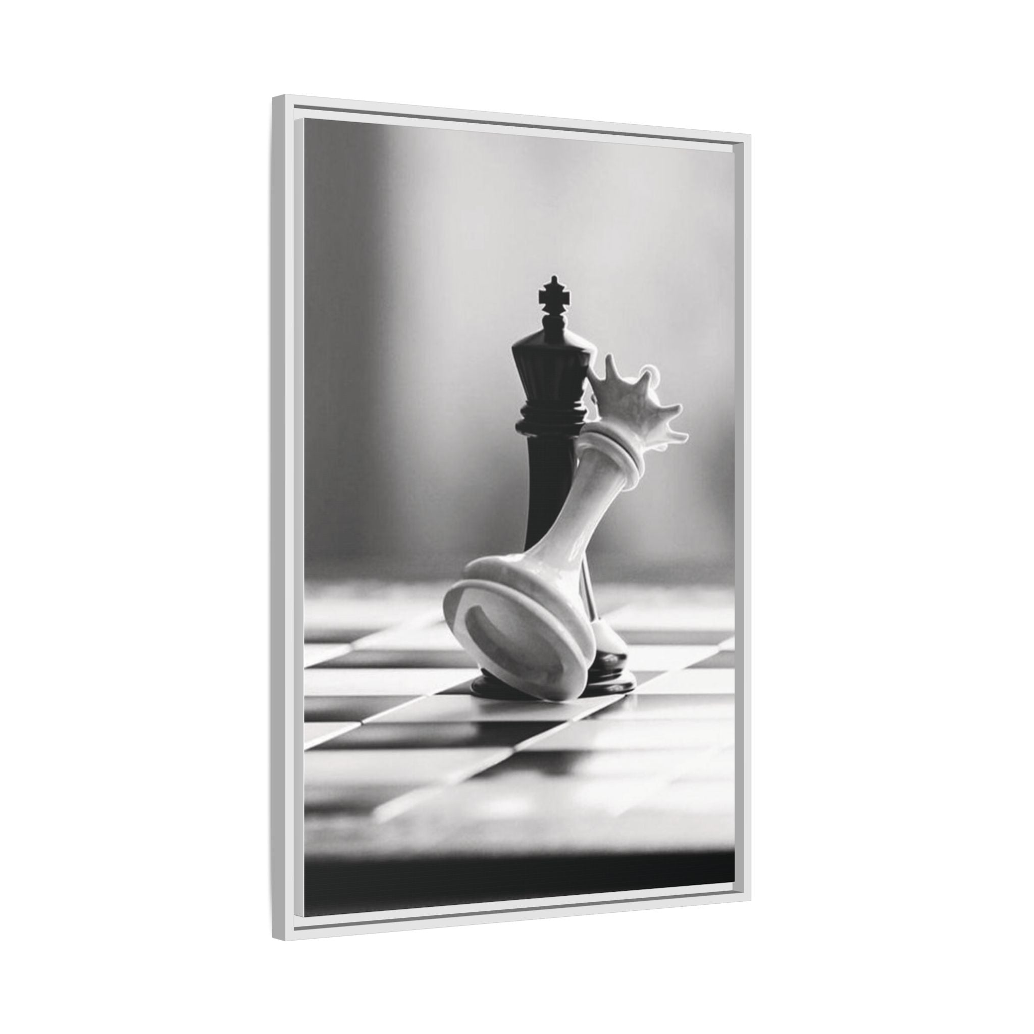 Chess King and Fallen Queen Matte Canvas Framed Wall Art