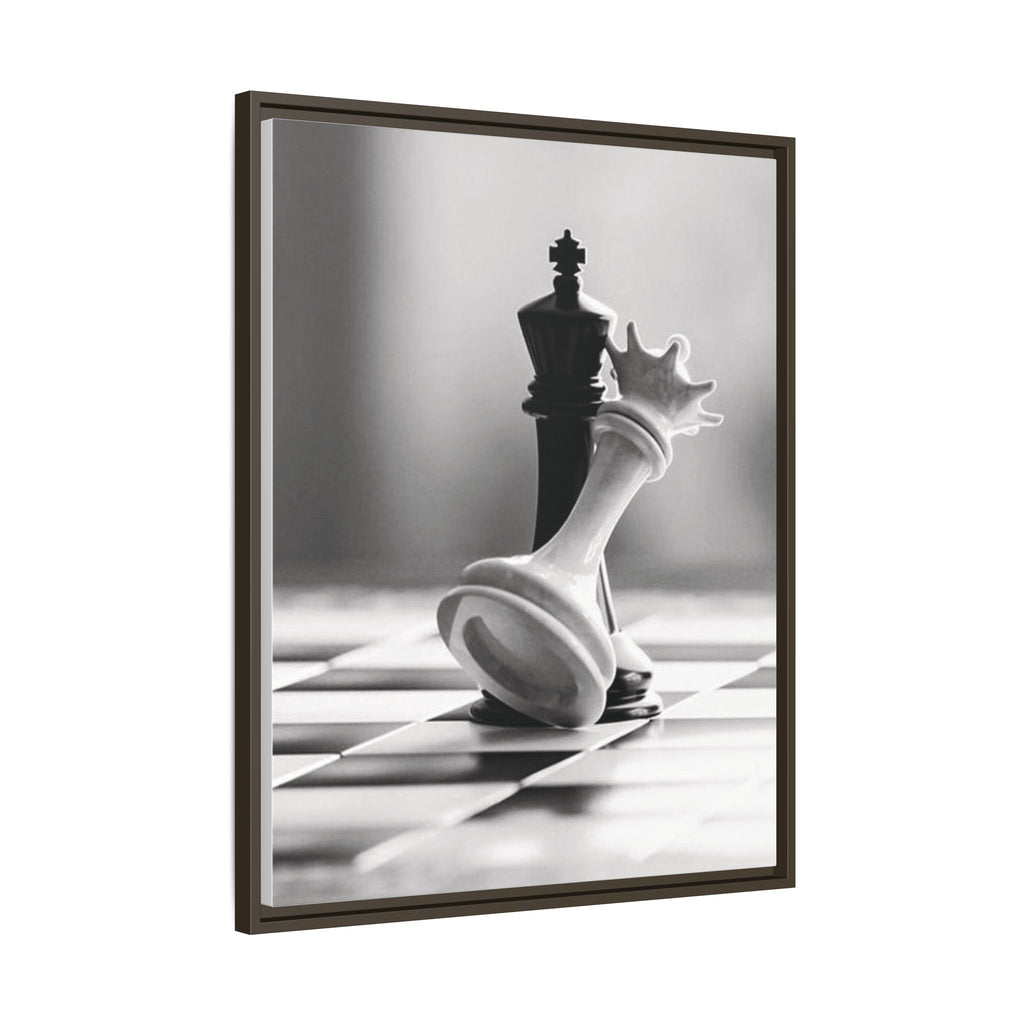Chess King and Fallen Queen Matte Canvas Framed Wall Art