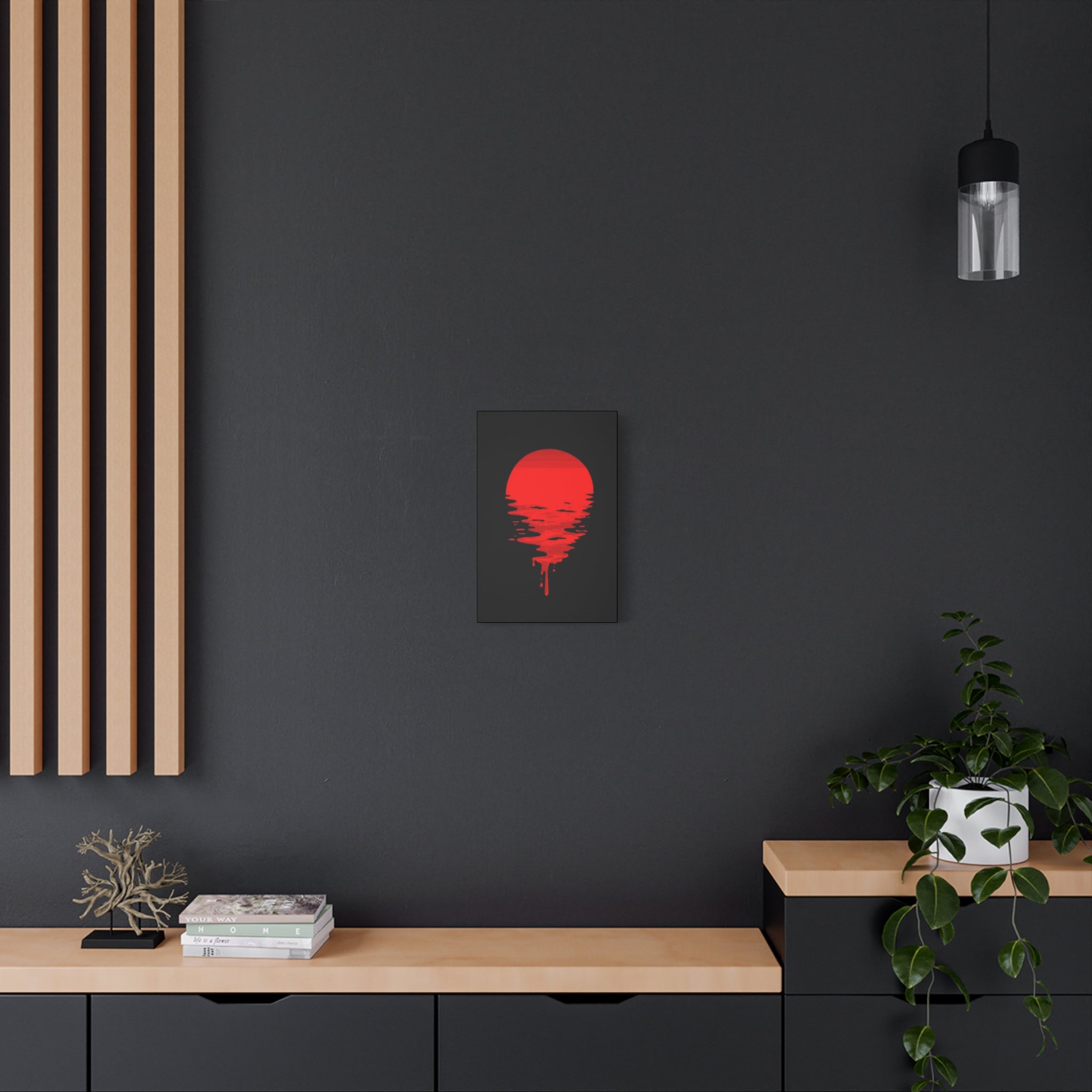 Sunset Canvas Art Print, Modern Wall Decor, Red and Black Home Decor, Abstract Art
