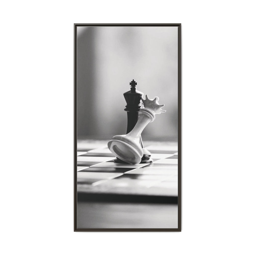 Chess King and Fallen Queen Matte Canvas Framed Wall Art