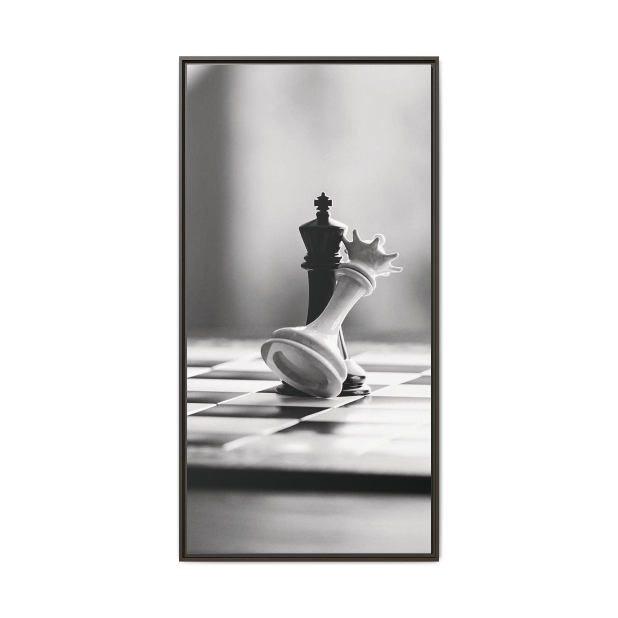 Chess King and Fallen Queen Matte Canvas Framed Wall Art