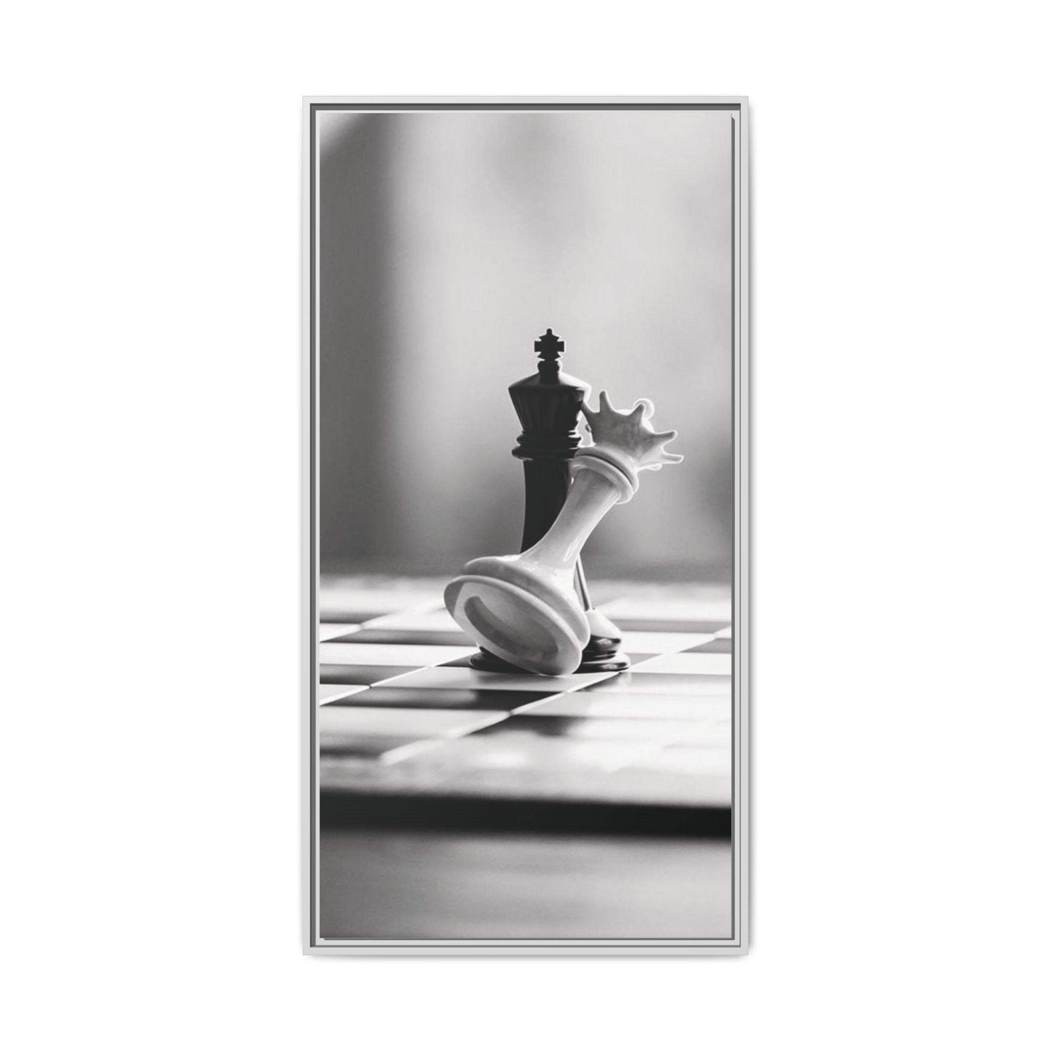 Chess King and Fallen Queen Matte Canvas Framed Wall Art