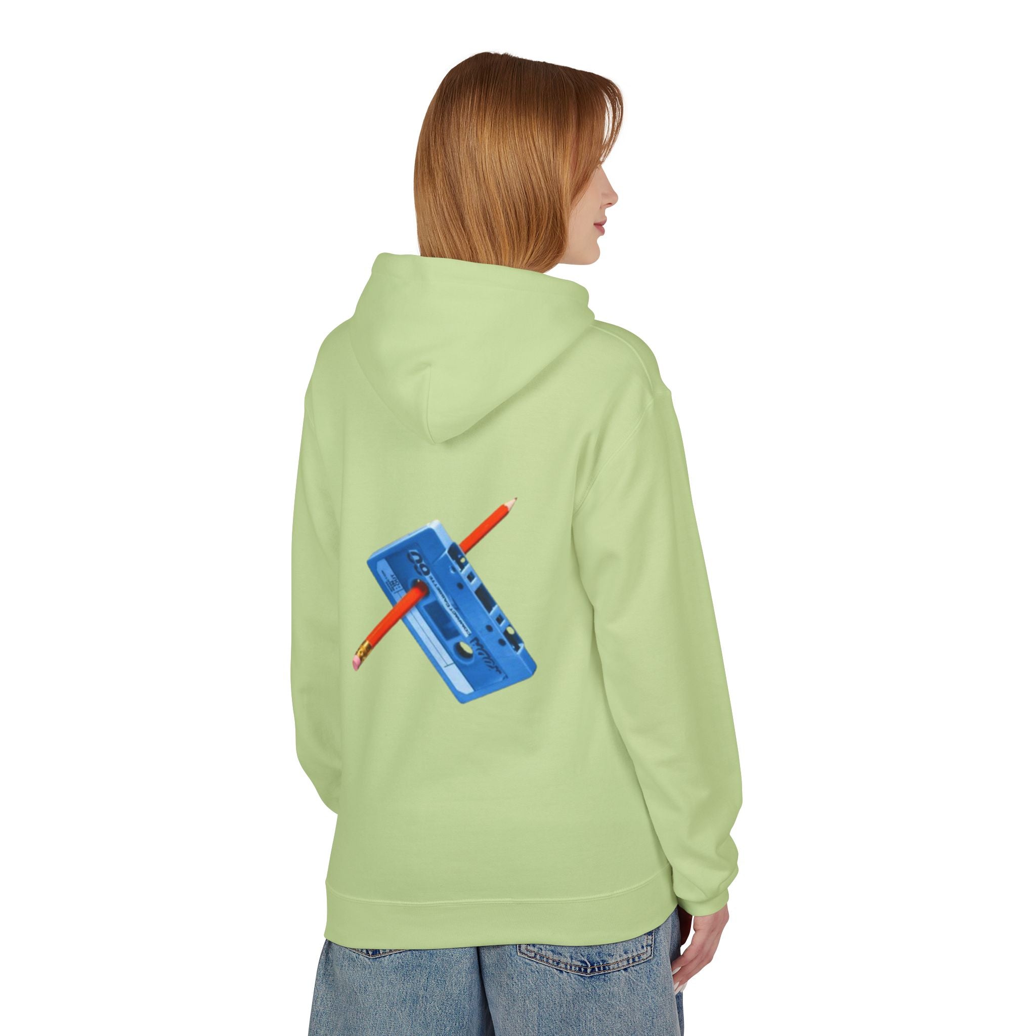 Blue Cassette Tape with Pencil Hoodie | Retro Music 80s 90s