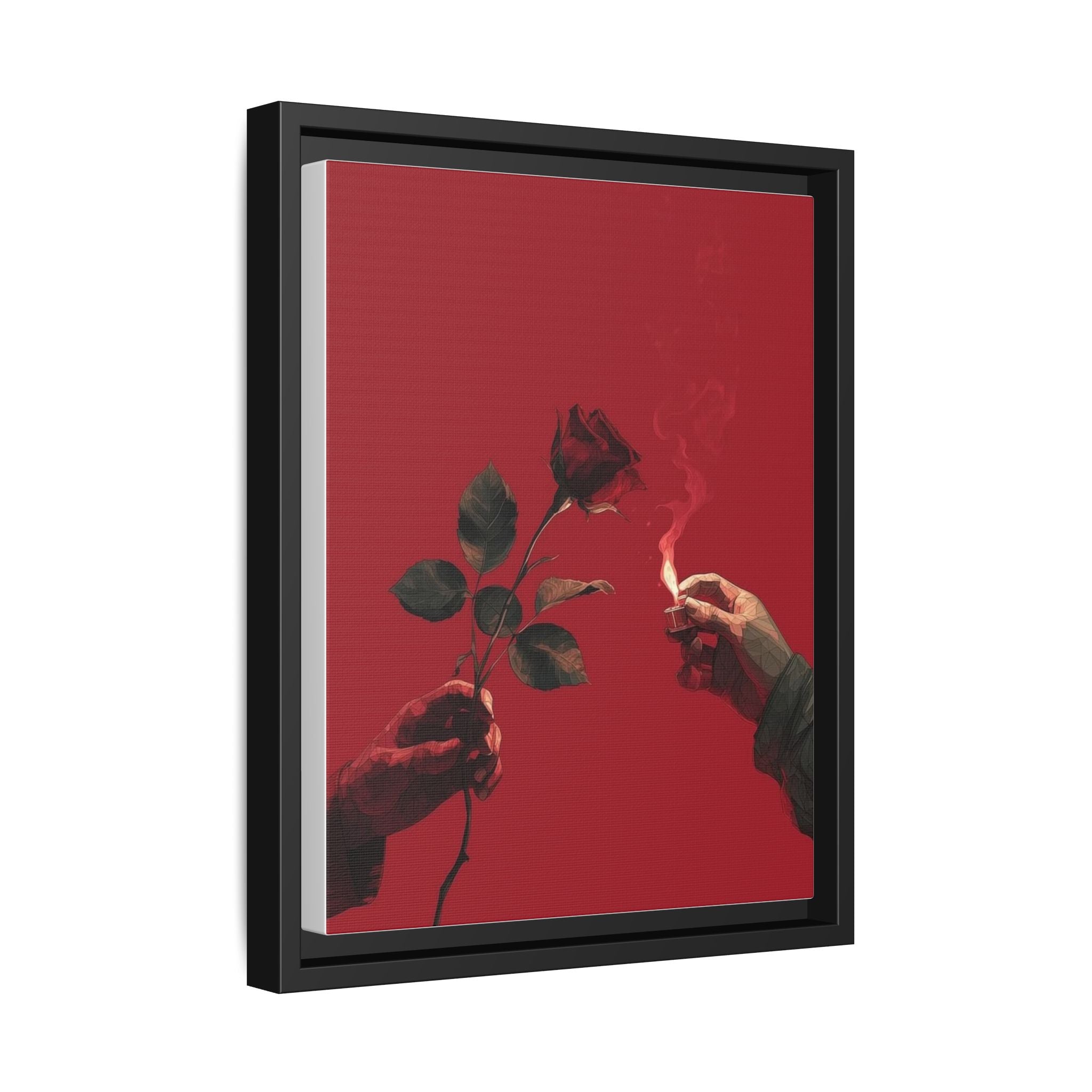 Red Rose & Lighter Minimalist Wall Print