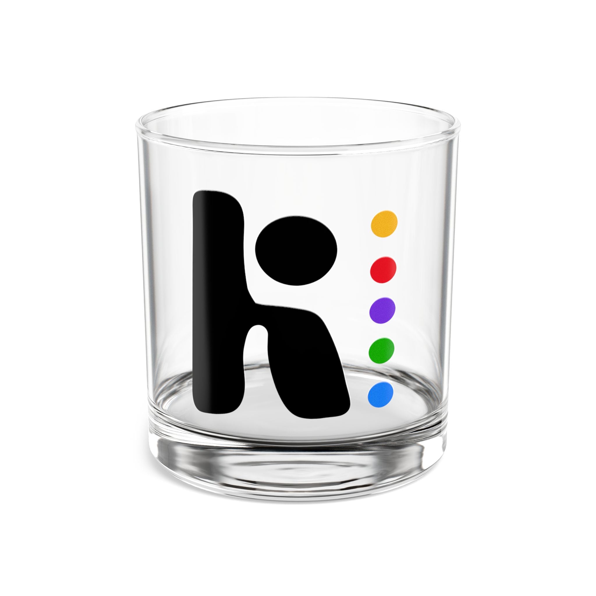 10oz Rocks Glass with Color Dot Logo — Modern Minimalist Whiskey Tumbler