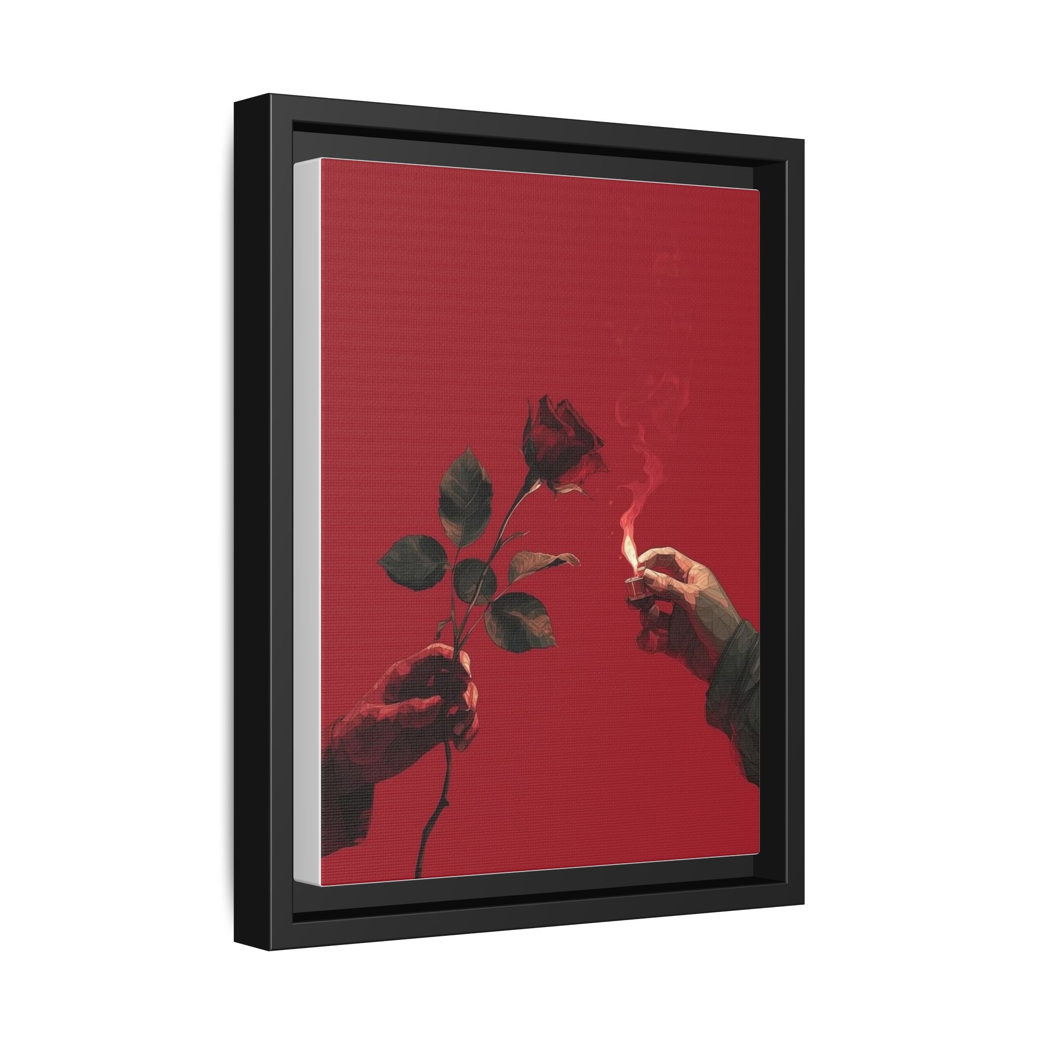 Red Rose & Lighter Minimalist Wall Print