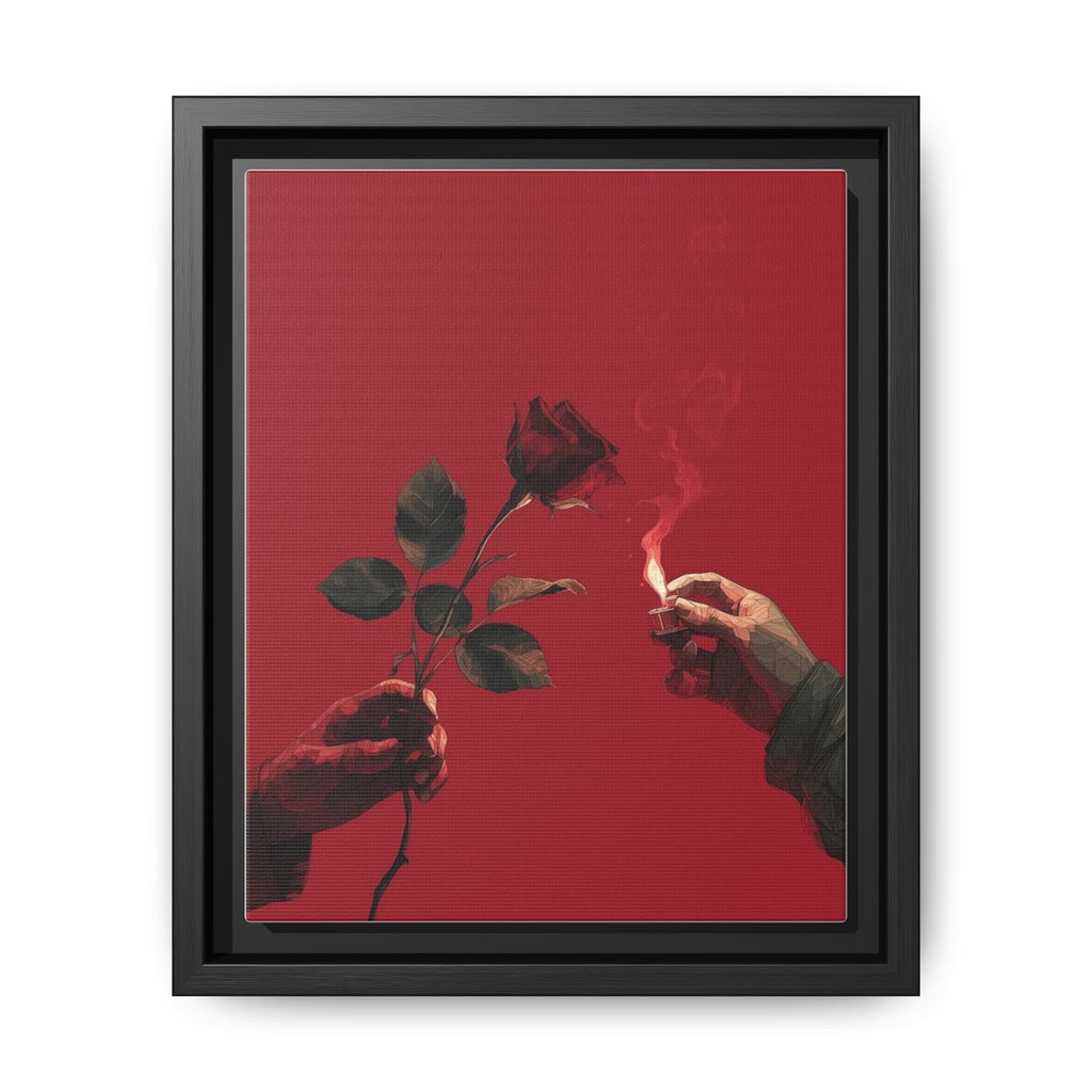 Red Rose & Lighter Minimalist Wall Print