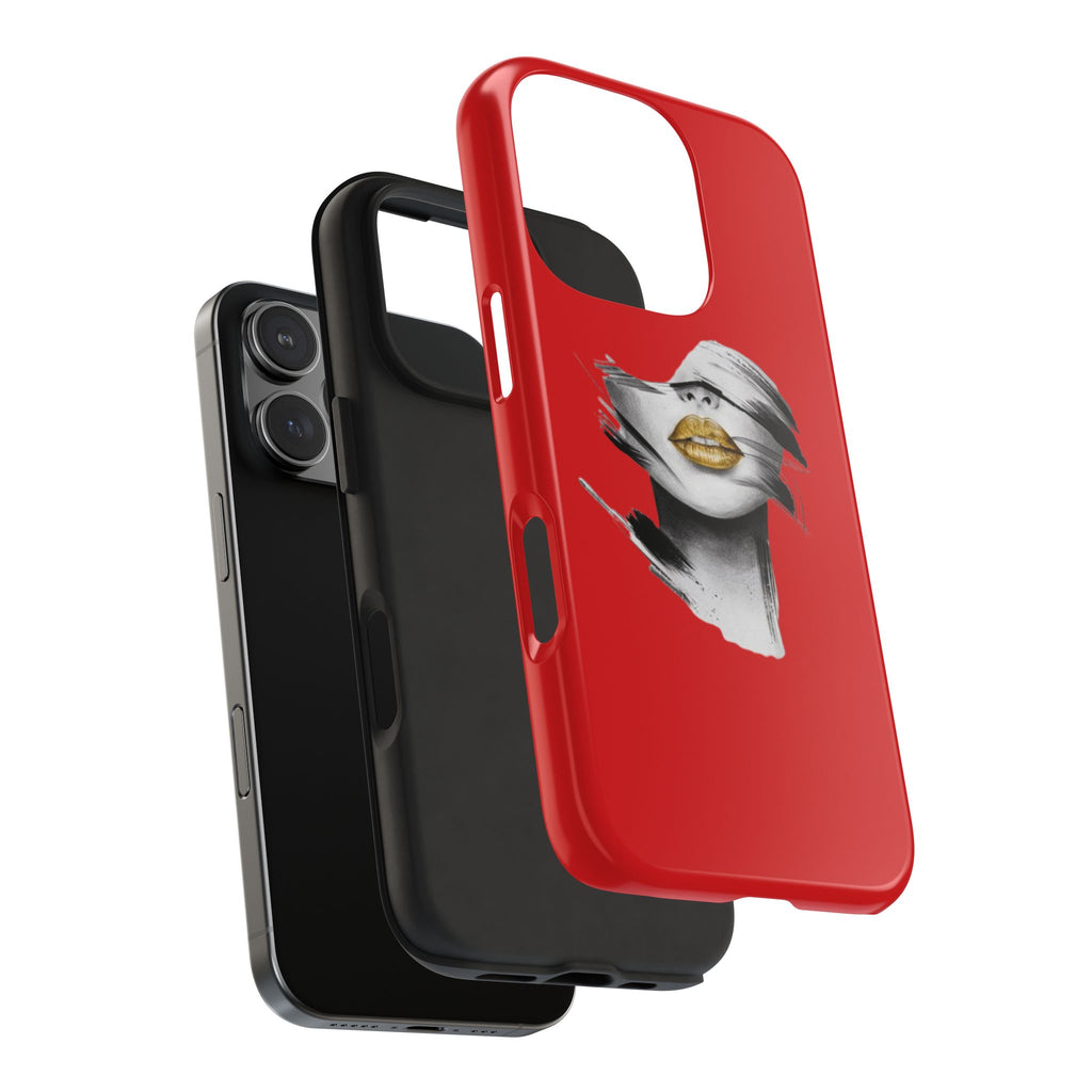 Red Abstract Lips Tough Phone Case — Bold Art Phone Cover for iPhone & Android