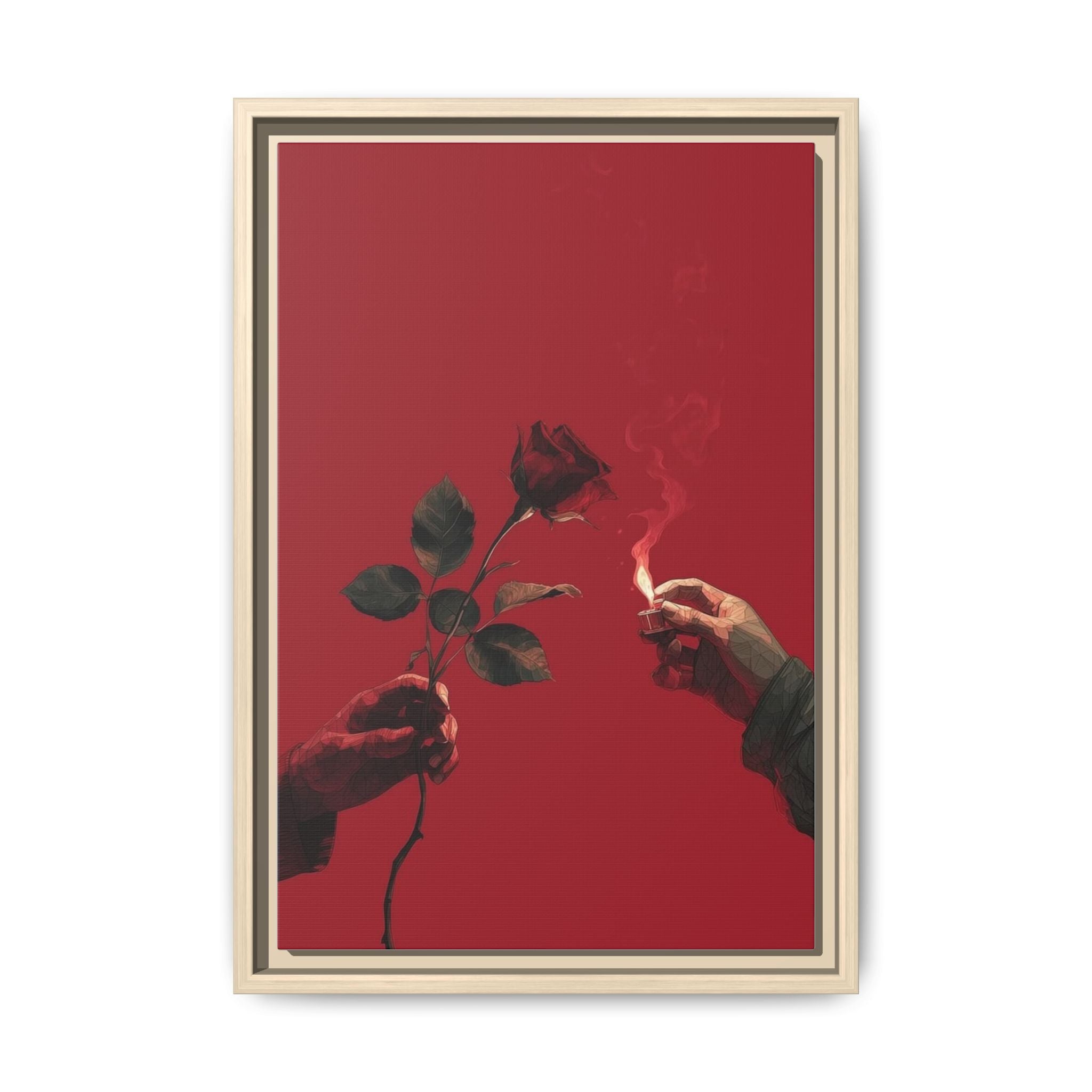 Red Rose & Lighter Minimalist Wall Print