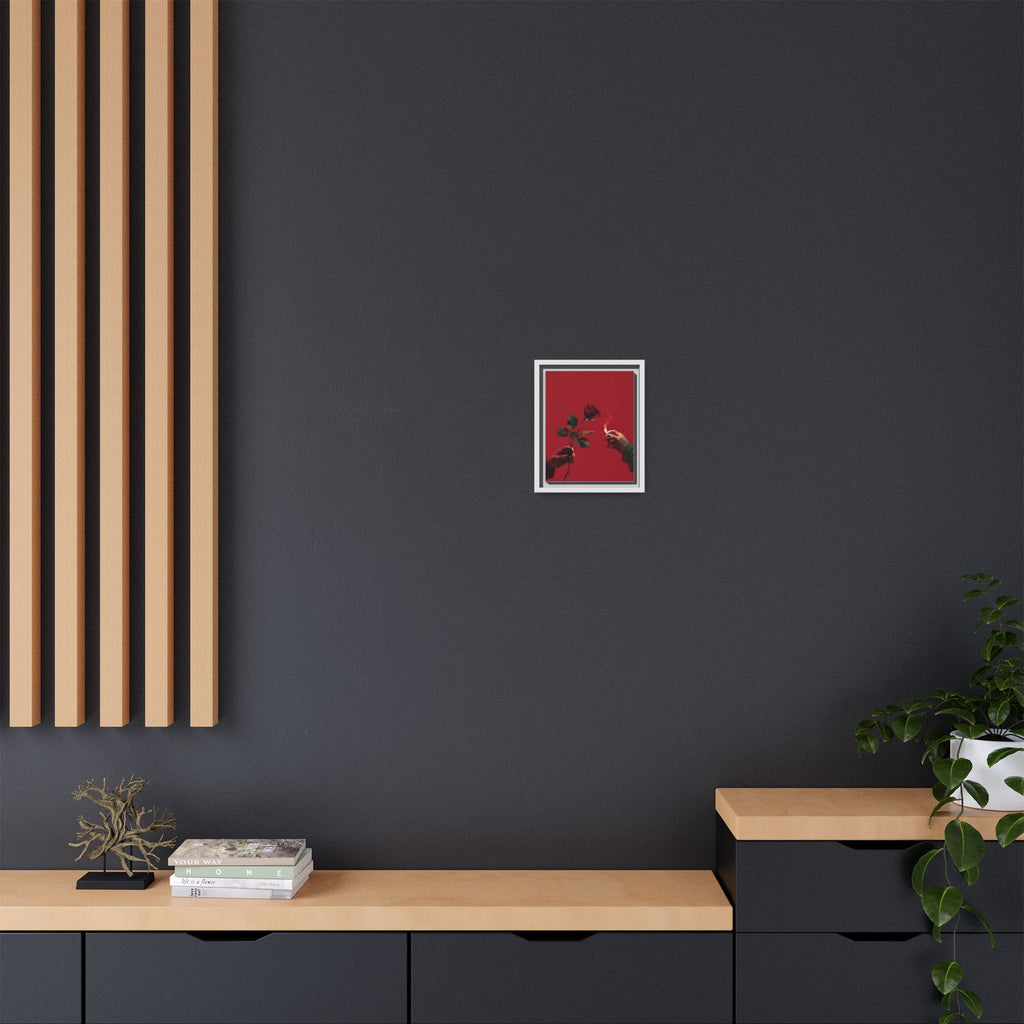 Red Rose & Lighter Minimalist Wall Print