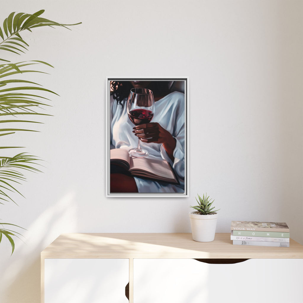 Woman Reading with Wine Glass (Cozy Evening Wall Decor)