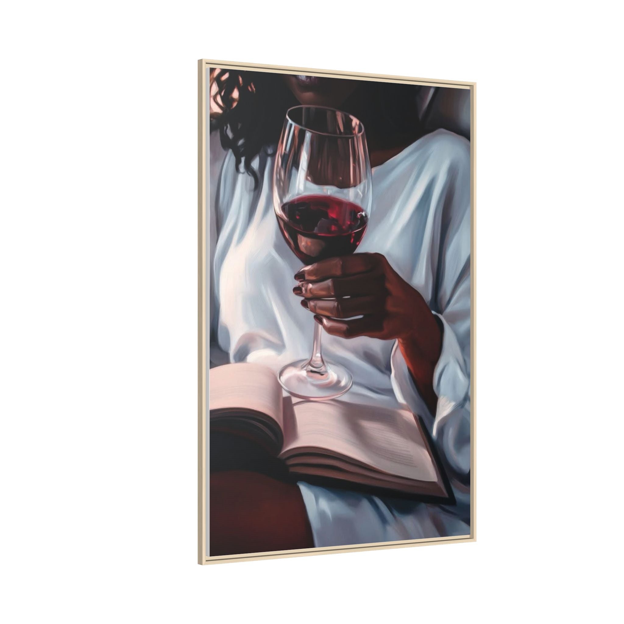 Woman Reading with Wine Glass (Cozy Evening Wall Decor)