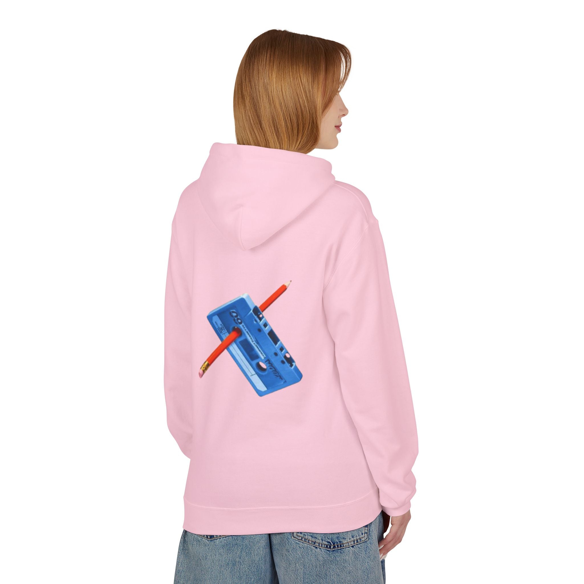 Blue Cassette Tape with Pencil Hoodie | Retro Music 80s 90s